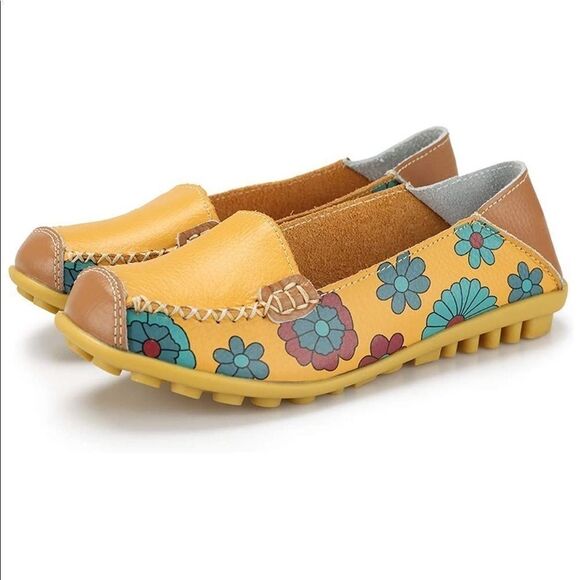Shoes - WOMEN’S Comfortable Leather Floral Print Loafers